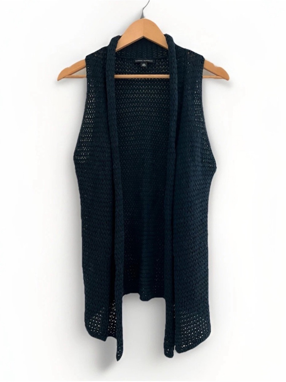 Banana Republic Summer Navy Open-Knit Sleeveless Cardigan XS